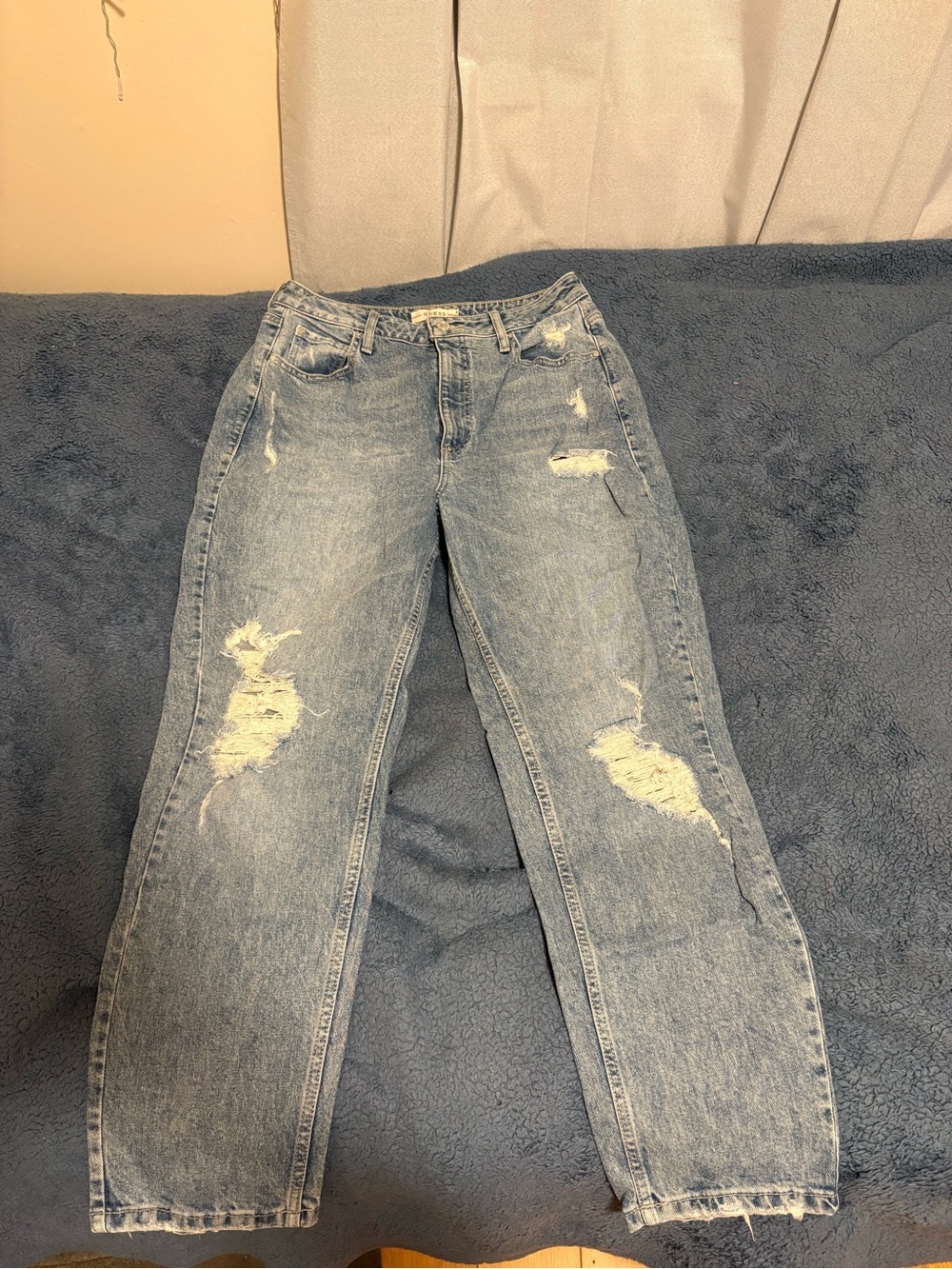 Distressed Light Wash Guess Jeans - Tapered Leg